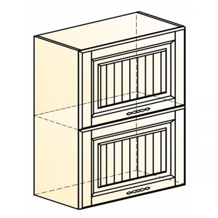 Кухонный навесной шкаф Бавария L600 H720 (2 дв. гл. гориз.) в Перми - изображение