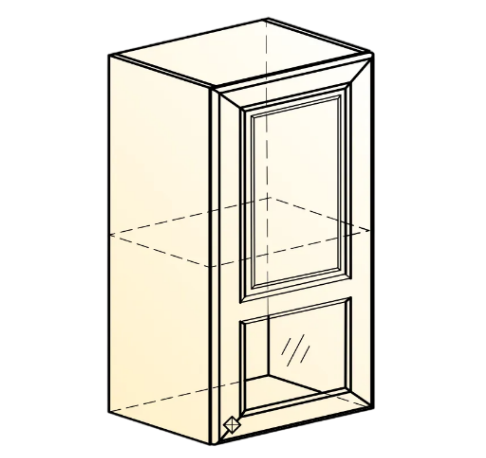 Настенный шкаф Мишель L400 H720 (1 дв. окош.) эмаль (белый/белый) в Перми - изображение 1