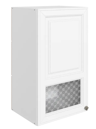 Настенный шкаф Мишель L400 H720 (1 дв. окош.) эмаль (белый/белый) в Перми - изображение
