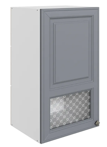 Кухонный навесной шкаф Мишель L400 H720 (1 дв. окош.) эмаль (белый/серый) в Перми - предосмотр