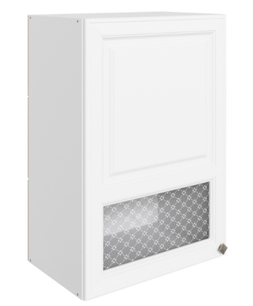 Настенный шкаф Мишель L500 H720 (1 дв. окош.) эмаль (белый/белый) в Перми - изображение