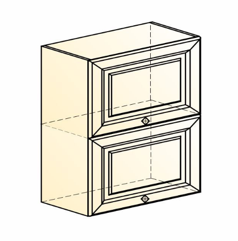 Навесной шкаф Мишель L600 H720 (2 дв. гл. гориз.) эмаль (белый/белый) в Перми - изображение 1