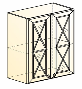 Шкаф навесной Мишель L600 H720 (2 дв. крест.) эмаль (белый/белый) в Перми - предосмотр 1