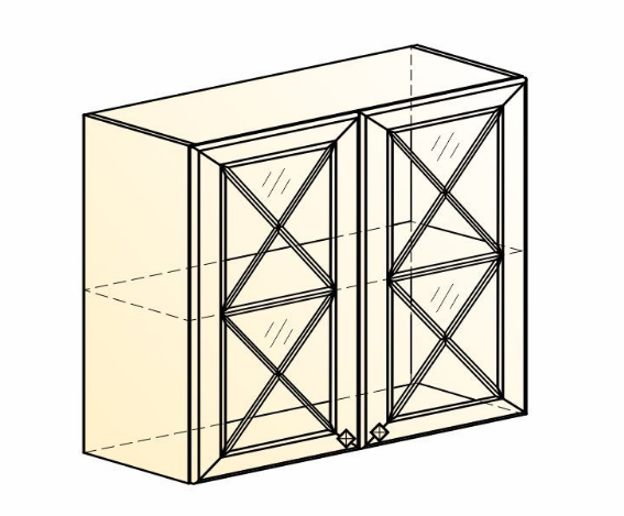 Шкаф кухонный Мишель L800 H720 (2 дв. крест.) эмаль (белый/белый) в Перми - изображение 1