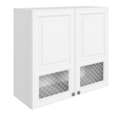 Шкаф навесной Мишель L800 H720 (2 дв. окош.) эмаль (белый/белый) в Перми - изображение