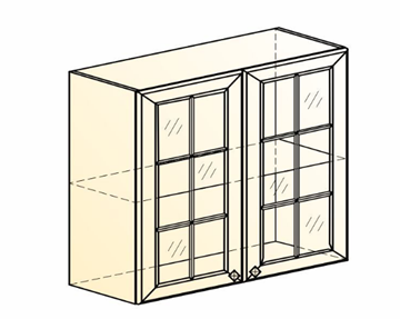 Навесной кухонный шкаф Мишель L800 H720 (2 дв. реш.) эмаль (белый/белый) в Перми - предосмотр 1