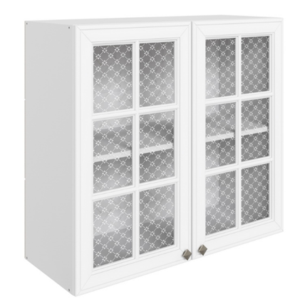 Навесной кухонный шкаф Мишель L800 H720 (2 дв. реш.) эмаль (белый/белый) в Перми - изображение
