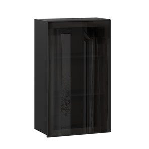 Кухонный шкаф Паола  ЛД 590.450.000.081 600 высокий стекло (Черный/Чёрный) в Перми