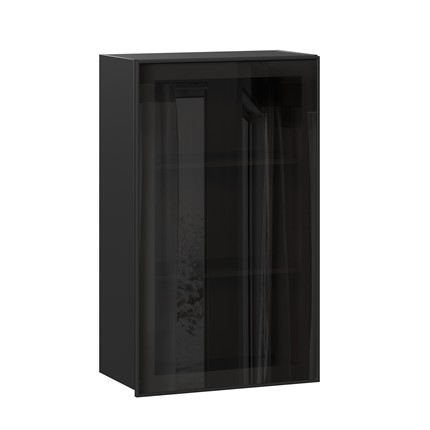 Кухонный шкаф Паола  ЛД 590.450.000.081 600 высокий стекло (Черный/Чёрный) в Перми - изображение