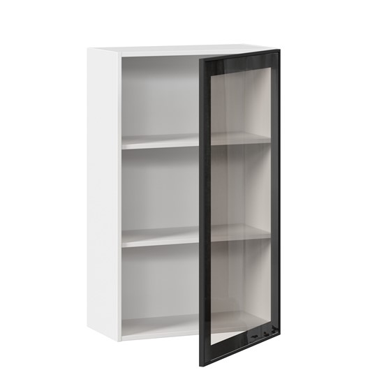 Кухонный шкаф Паола ЛД 590.450.000.036 600 высокий стекло (Белый/Чёрный) в Перми - изображение 1