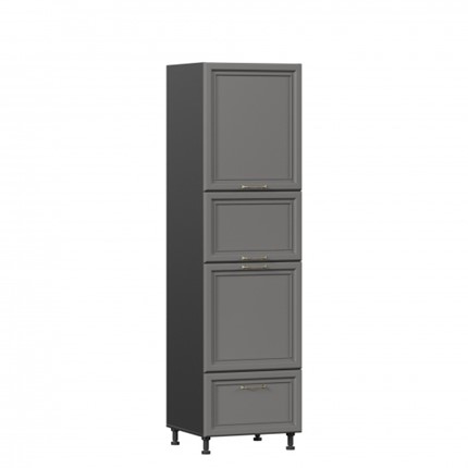 Кухонный шкаф-пенал Джелатто 600 с 4 дверями ЛД 241.470.000.157, Черный/Оникс серый в Перми - изображение