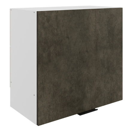 Настенный шкаф Стоун L600 Н566 (1 дв. гл.) (белый/камень темно-серый) в Перми - изображение