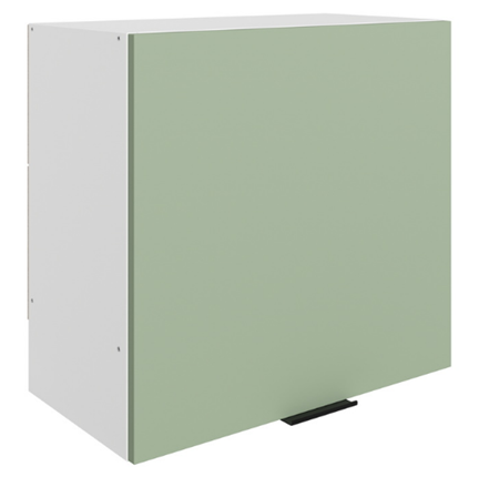 Шкаф навесной Стоун L600 Н566 (1 дв. гл.) (белый/полынь софттач) в Перми - изображение