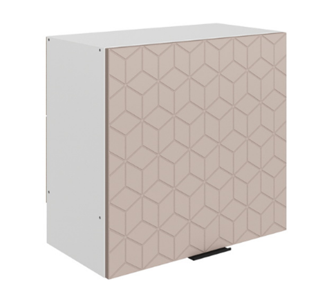Шкаф навесной под вытяжку Стоун L600 Н566 (1 дв. гл.) с фрезировкой (белый/грей софттач) в Перми - изображение