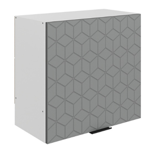 Шкаф навесной под вытяжку Стоун L600 Н566 (1 дв. гл.) с фрезировкой (белый/оникс софттач) в Перми - предосмотр