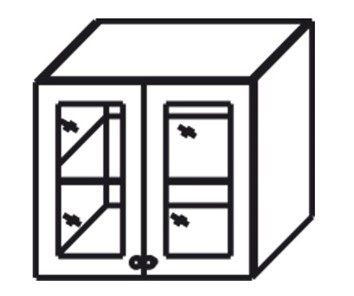 Кухонный шкаф Верона настенный двухдверный с полкой со вставкой из стекла 718*600*320 мм, глянец/софт в Перми
