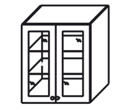 Кухонный шкаф Верона настенный двухдверный с полкой со вставкой из стекла 918*600*320 мм, глянец/софт в Перми - изображение