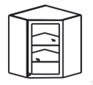 Кухонный шкаф Верона настенный угловой 918*600*600*320 мм со вставкой из стекла, глянец/софт в Перми