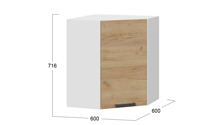 Кухонный навесной шкаф Детройт 1В6У (Белый/Дуб Крафт золотой) в Перми - изображение 2