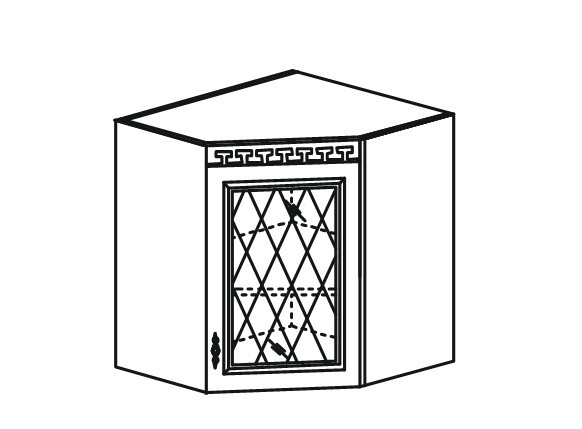 Шкаф кухонный Веста настенный угловой со вставкой из стекла 718*600*600 мм в Перми - изображение