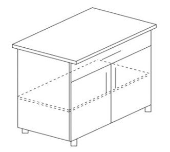 Кухонный шкаф двухдверный с ящиком и полкой Гармония Б11 МДФ премиум, глянец, металик без столешницы в Перми