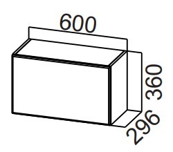 Кухонный навесной шкаф Стайл, ШГ600/360 горизонтальный, МДФ в Перми - предосмотр
