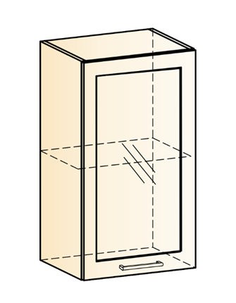 Шкаф навесной Яна L400 Н720 (1 дв. рам.) в Перми - изображение