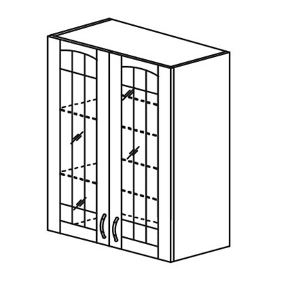 Шкаф кухонный Кантри настенный двухдверный с полкой со вставкой из стекла 918*600*320 в Перми - изображение