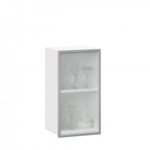 Кухонный шкаф 400 Шервуд, со стеклом правый ЛД 281.322.000.111, белый в Перми