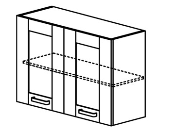 Шкаф на кухню Квадро настенный двухдверный с полкой 718*600*320 мм в Перми