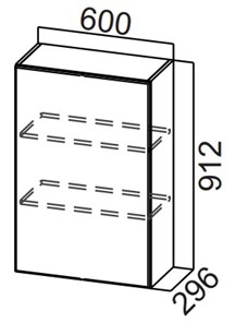 Распашной кухонный шкаф Стайл, Ш600/912(1ств), МДФ в Перми - предосмотр