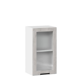 Кухонный шкаф 400 со стеклом Джамис ЛД 296.320.000.018, Белый/Белый камень в Перми - предосмотр