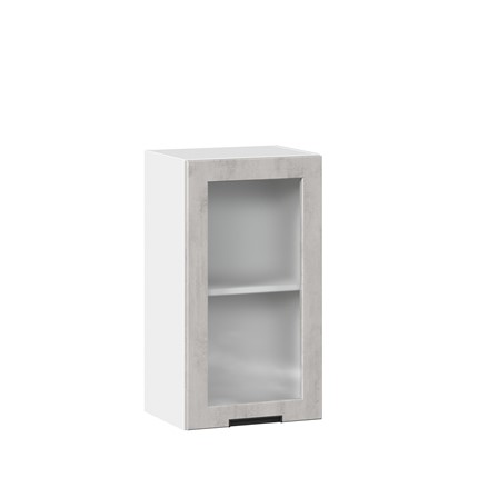 Кухонный шкаф 400 со стеклом Джамис ЛД 296.320.000.018, Белый/Белый камень в Перми - изображение