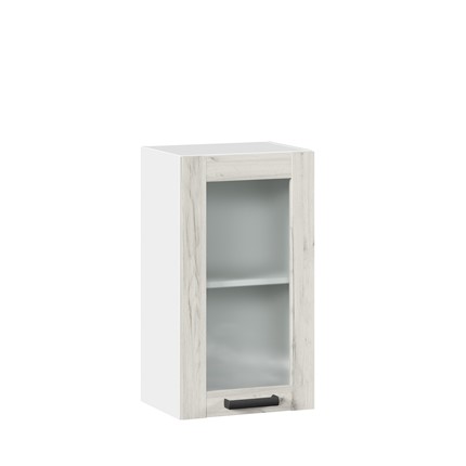 Настенный шкаф 400 со стеклом Винченца ЛД 234.320.000.028, Белый/Дуб Крафт белый в Перми - изображение