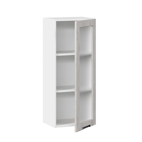 Шкаф кухонный 400 высокий со стеклом Джамис ЛД 296.420.000.026, Белый/Белый камень в Перми - изображение 1