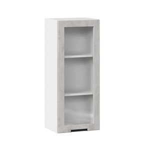 Шкаф кухонный 400 высокий со стеклом Джамис ЛД 296.420.000.026, Белый/Белый камень в Перми