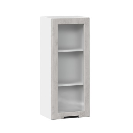 Шкаф кухонный 400 высокий со стеклом Джамис ЛД 296.420.000.026, Белый/Белый камень в Перми - изображение
