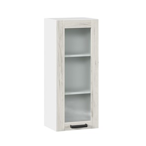Навесной кухонный шкаф 400 высокий со стеклом Винченца ЛД 234.420.000.036, Белый/Дуб Крафт белый в Перми