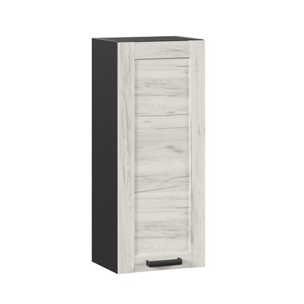 Кухонный навесной шкаф 400 высокий Винченца ЛД 234.420.000.082, Чёрный/Дуб Крафт белый в Перми - изображение