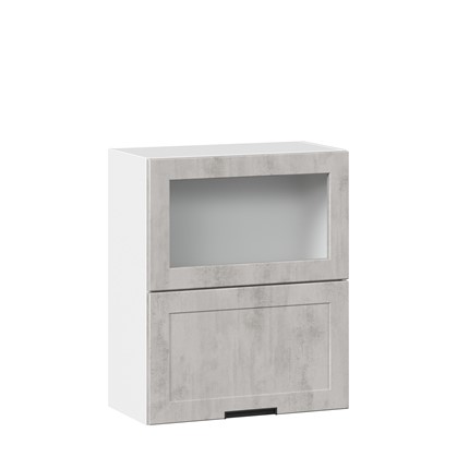 Навесной шкаф 600 горизонтальный с 2 складными дверями Джамис ЛД 296.970.000.041, Белый/Белый камень в Перми - изображение