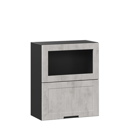 Кухонный шкаф 600 горизонтальный с 2 складными дверями Джамис ЛД 296.970.000.083, Чёрный/Белый камень в Перми - изображение