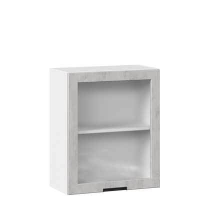 Навесной шкаф 600 со стеклом Джамис ЛД 296.350.000.021, Белый/Белый камень в Перми - изображение