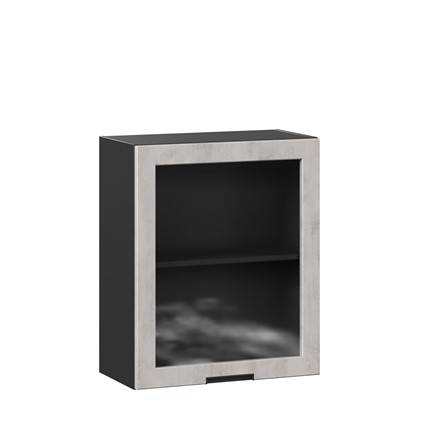 Шкаф на кухню 600 со стеклом Джамис ЛД 296.350.000.063, Чёрный/Белый камень в Перми - изображение