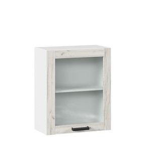 Кухонный навесной шкаф 600 со стеклом Винченца ЛД 234.350.000.031, Белый/Дуб Крафт белый в Чайковском