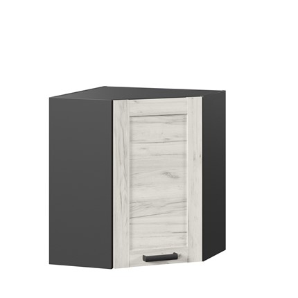 Навесной кухонный шкаф 600 угловой Винченца ЛД 234.610.000.088, Чёрный/Дуб Крафт белый в Перми - изображение