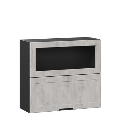 Кухонный шкаф 800 горизонтальный с 2 складными дверями Джамис ЛД 296.980.000.084, Чёрный/Белый камень в Перми - изображение
