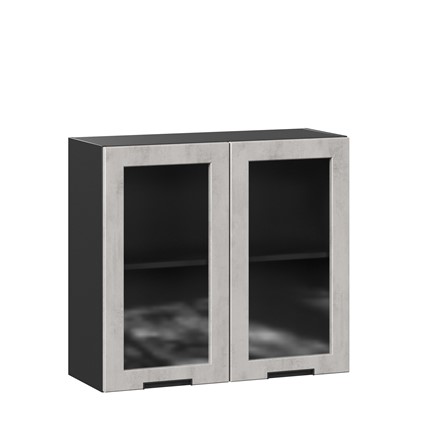 Шкаф на кухню 800 со стеклом Джамис ЛД 296.360.000.065, Чёрный/Белый камень в Перми - изображение