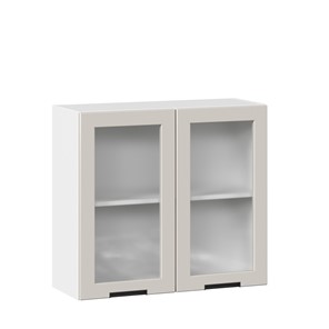 Шкаф кухонный 800 со стеклом Джамис ЛД 296.360.000.107, Белый/Кашмир в Перми