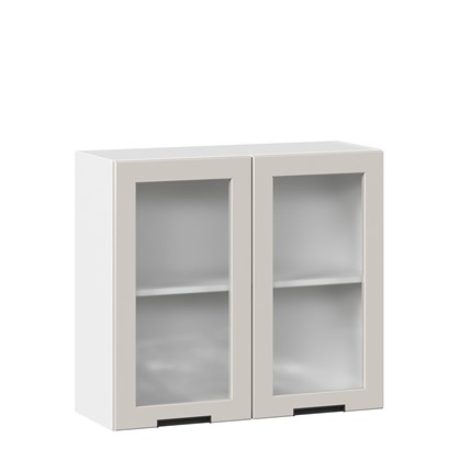 Шкаф кухонный 800 со стеклом Джамис ЛД 296.360.000.107, Белый/Кашмир в Перми - изображение