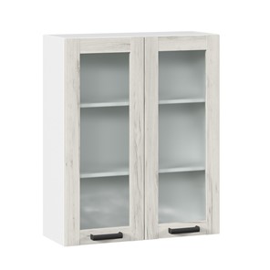 Кухонный шкаф 800 со стеклом высокий Винченца ЛД 234.460.000.040, Белый/Дуб Крафт белый в Перми